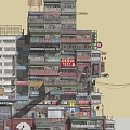 Industrial LOFT Residential Building Kowloon Walled Slum Cyberpunk Urban Residential Building 3d model