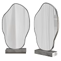 Two Modern Irregular Mirrors Featuring Metal Frame And Pedestal Base Design 3d model