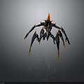 Menacing Dark Fantasy Creature Character With Spiked Limbs Fiery Accents And Multiple Appendages 3d model