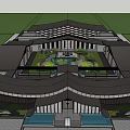Traditional Curved Roof Detached Villa With Central Courtyard And Lush Greenery Surroundings