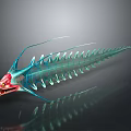 Modern Commercial Display Equipment With Unique Turquoise Fishbone Structure And Red Eyes Design