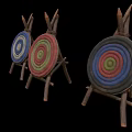 Colorful Decorative Ornament Set With Wooden Stands And Circular Spiral Woven Pieces