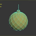 Yellow Polyhedral Sphere Weapon With Textured Surface Top Ring And String 3d model
