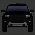 Black And White Police Pickup Truck With Emergency Lights And POLICE Logo