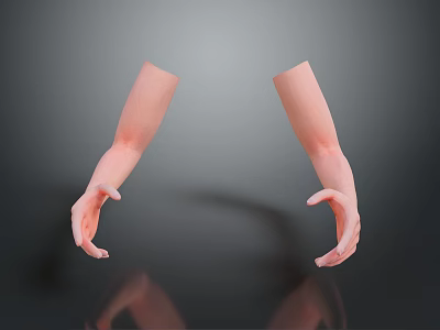 Lifelike Human Arm Models Suspended on Black Background with Clear Reflections 3d model