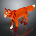 Orange Striped Cat With Green Eyes White Paws White Tail Tip On Black Reflective Background