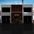 Modern Bar Interior With Sleek Counter Stools Shelves Displaying Liquor Bottles And Green Plants