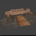 Ancient Architecture Under Construction With Wooden Structure And Multi tiered Platforms Traditional Design 3d model