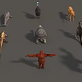 Animal Mammal Low Model Animal Low Face Number Animal Game Animal Simple Model Realistic Animal Camel Kangaroo Ostrich Turtle Lizard 3d model