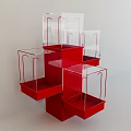 Red Transparent Multi Tiered Display Shelves With Modern Stylish Structure Design