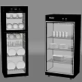 Haier Upright Kitchen Disinfectors With Glass Doors And Stored Dishes Cups Plates