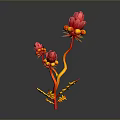 Artistic 3D Flower Model With Red Petals Yellow Stamens And Vibrant Stem
