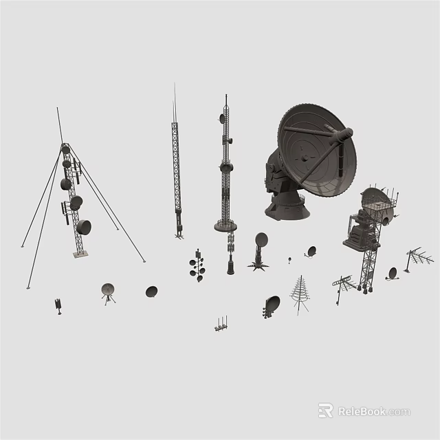 Various Military Weapon Systems Including Radar Antennas And Communication Devices 3d model