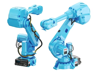 Blue Industrial Robotic Arms With Manufacturing Automation And Precision Control 3d model