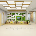 Bright Kindergarten Indoor Area with Archways Staircase Playground Markings and Learning Spaces
