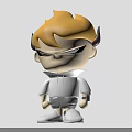 3D Cartoon Man With Blonde Hair Horns White Hoodie Gray Shorts And Watch
