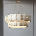 Modern Wavy Design Chandelier with White and Beige Layered Structure and Warm Light