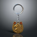 Stylish Horseshoe Shaped Keychain with Golden Horse Head Design Red Accents Silver Ring and Chain