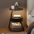 Modern Two Tier Nightstand With Photo Frame Vase Drawer Basket With Books And Stuffed Toy