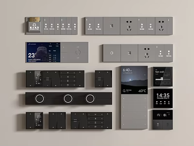 Modern Smart Switch Panels With Various Styles Temperature Display And Time Function For Home 3d model