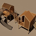 Modern amusement equipment wooden house 3d model