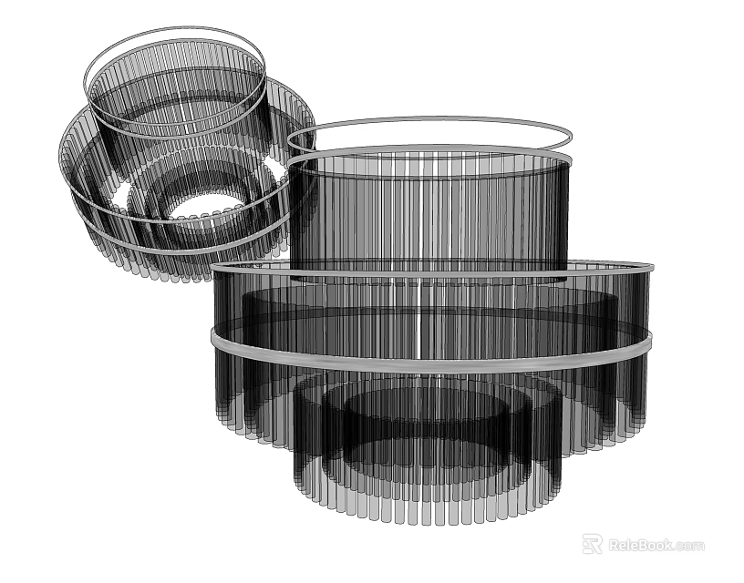 Modern Crystal Chandelier With Layered Circular Frames And Elegant Structure 3d model