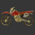 Red and White Off Road Motorcycle with Rusted Wheels and Metallic Parts