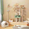 Cat Furniture Setup With Tree Cozy Bed Shelves Toys And Wooden Cabinet