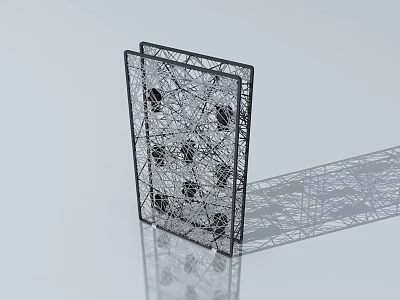Modern Black Booth Sofa With Grid Wireframe Structure And Reflection 3d model