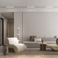 Modern Living And Dining Room Interior With Sofa Floor Lamp Pendant Lights And Marble Floor