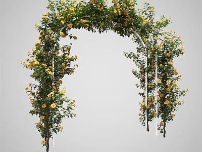 Beautiful Garden Archway Adorned With Lush Green Vines And Yellow Flowers 3d model