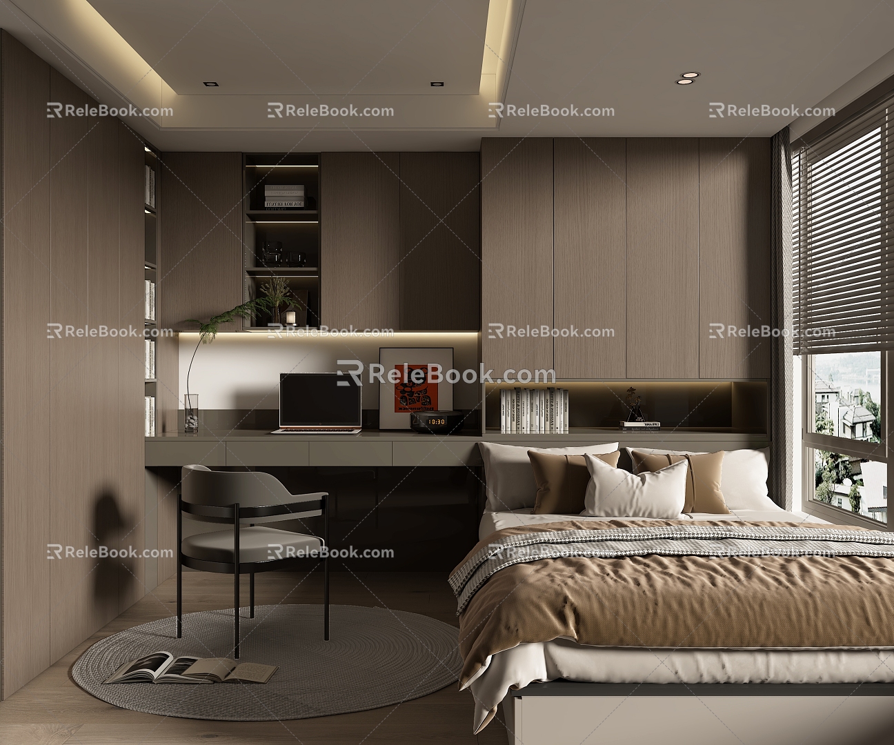 Modern home tatami bedroom 3d model