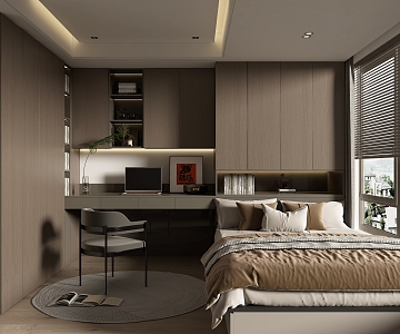 Modern home tatami bedroom 3d model