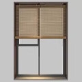 Contemporary Light Brown Window Blinds on Dark Window Frame for Home Use 3d model