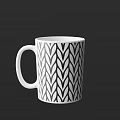 White Ceramic Mug with Black Chevron Pattern and Modern Minimalist Design 3d model