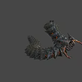 Fiery Lava Rock Game Movie Character with Glowing Tentacles and Flame Effects