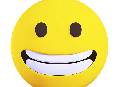 Smiling Yellow Face Game And Movie Character With Black Eyes And Open White Mouth 3d model