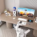 Computer Audio Headset Computer Chair Mouse Mobile Phone Combination 3d model