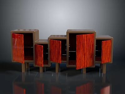 Modern Open Kitchen Furniture Design With Island Counter And Wooden Cabinets 3d model