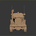 Bronze Colored Military Engineering Vehicle With Six Wheels Mechanical Arm And Antennas