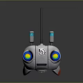 Smart Machine with Black Rod Blue Lit Cylinders Round Base Colorful Rings Central B2 Panel