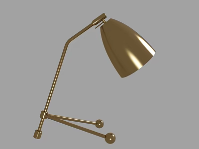 Elegant Modern Golden Desk Lamp With Adjustable Curved Metal Arm And Conical Shade 3d model