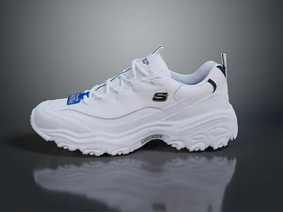 Stylish White Sneakers With Thick Sole Blue Accent For Comfortable Casual Wear 3d model