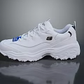 Stylish White Sneakers With Thick Sole Blue Accent For Comfortable Casual Wear