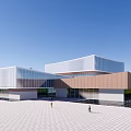 Modern Office Building Exterior With Glass Curtain Walls And Open Plaza Design