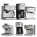 Modern Stainless Steel Kitchen Appliances Including Countertop Coffee Makers And Compact Models
