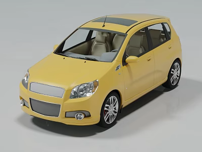Yellow Small Family Car With Sunroof And Silver Alloy Wheels Exterior Design 3d model