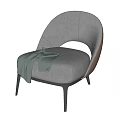 Modern Minimalist Light Gray Single Sofa With Curved Backrest And Thin Black Legs
