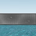 Modern Metal Feature Wall With Perforated Design And Tree Reflection In Water Pool 3d model