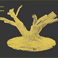 Natural Twisted Tree Roots Structure With Green Moss And Soil Base